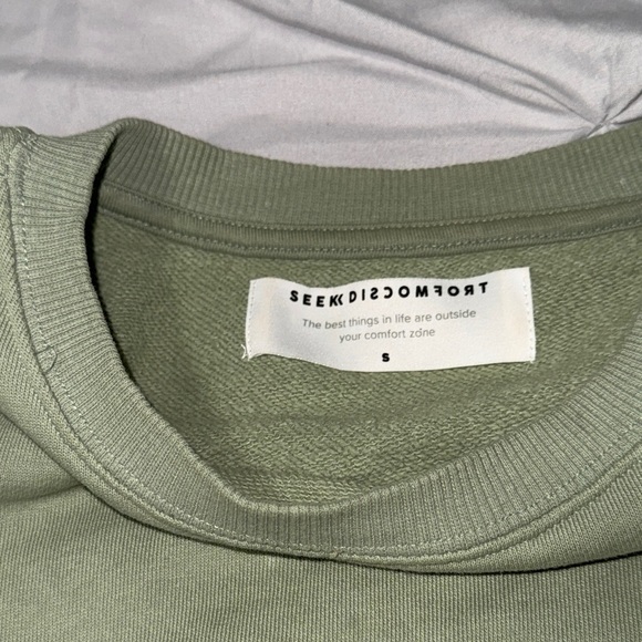 Seek Discomfort Women’s S Sage Green Crewneck Sweatshirt Organic Cotton Pullover - Picture 7 of 10